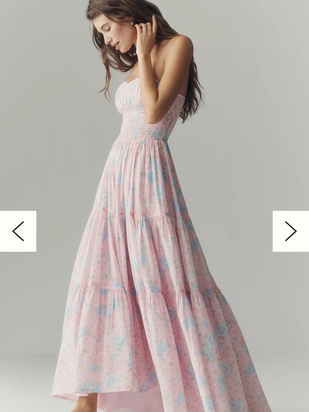 New! Anthropologie Amy Jane London Strapless Pink Floral Maxi Dress Size 1X Plus
